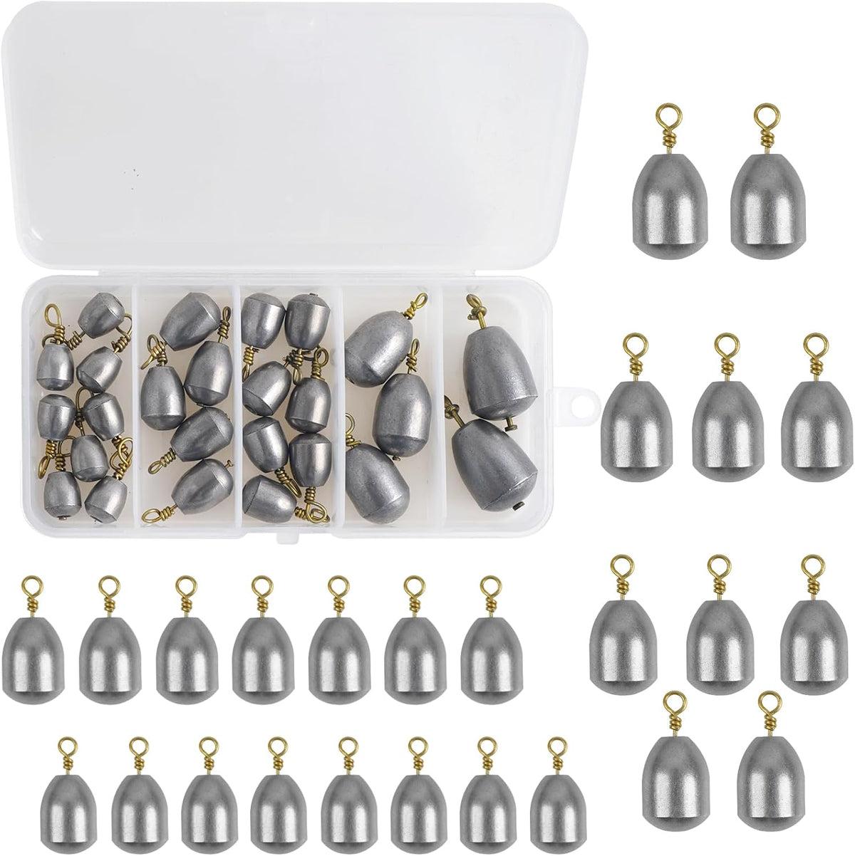Fishing Weights Sinker Kit 25/54pcs Assorted Sizes Drop Bass Casting Catfish Weights