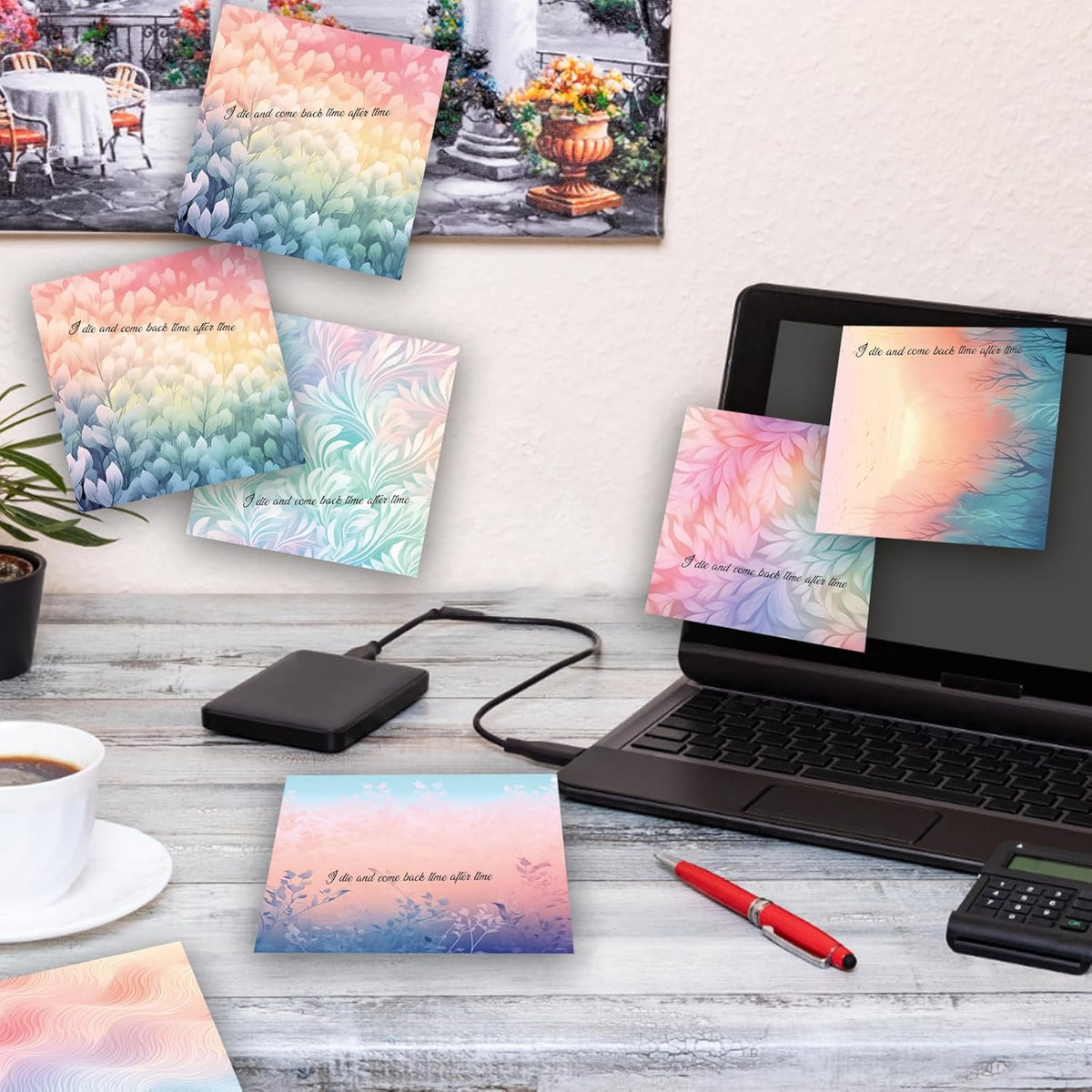 9 Dreamy Pastel Gradient Sticky Notes - Self-Adhesive Note Pads & Memo Notes for School