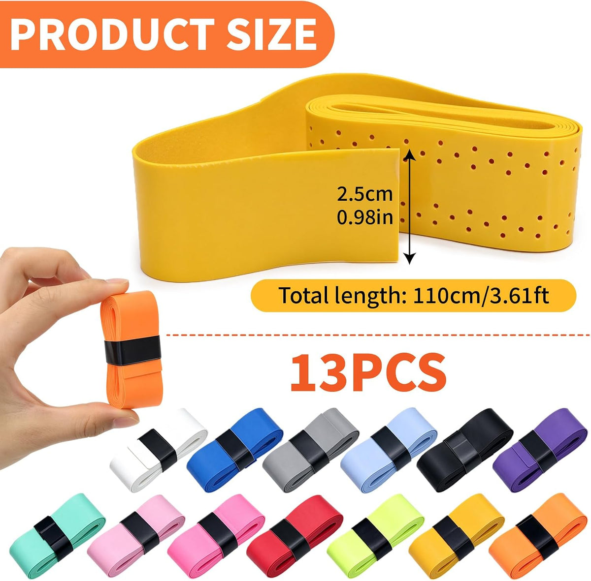 13 Pack Tennis Grip Tape PU Perforated Overgrip for Rackets