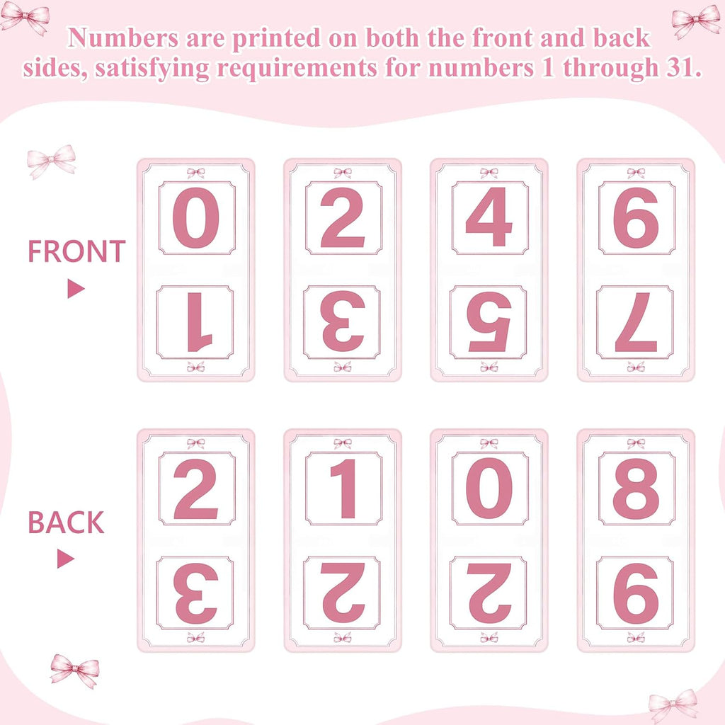 Novabright Bow Wood Block Perpetual Calendar,Desk Decor, Pink