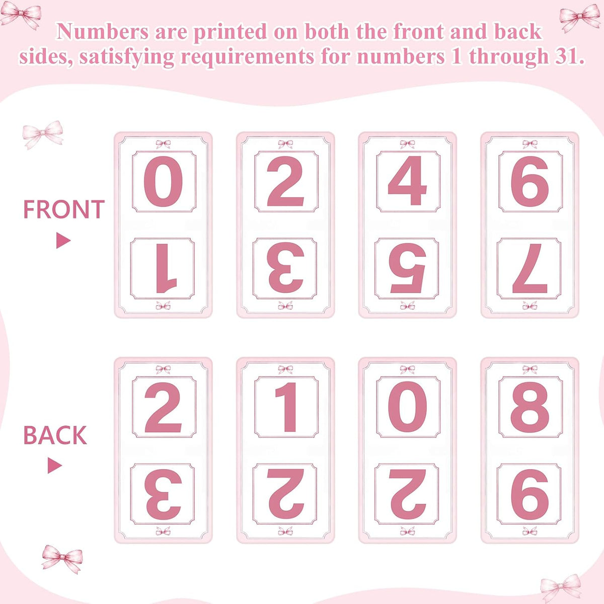 Novabright Bow Wood Block Perpetual Calendar,Desk Decor, Pink