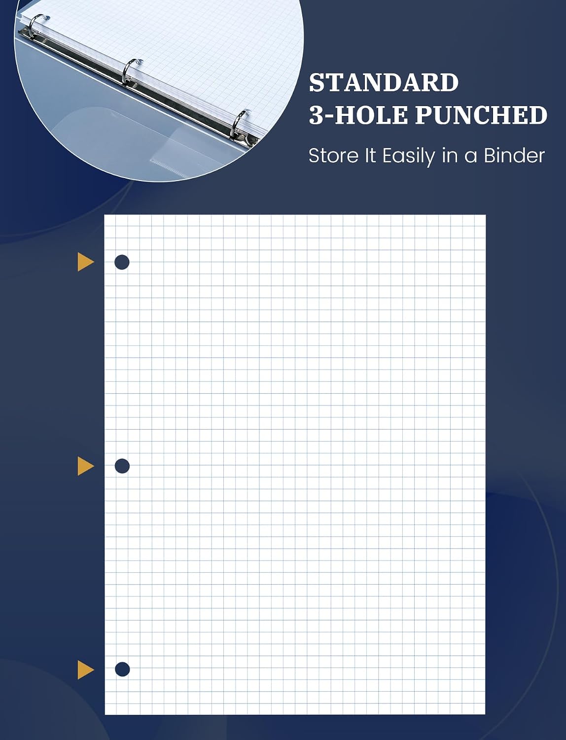 520 Sheets Graph Paper Loose Leaf 8 x 10.5, 4x4 Graph Ruled Filler Paper