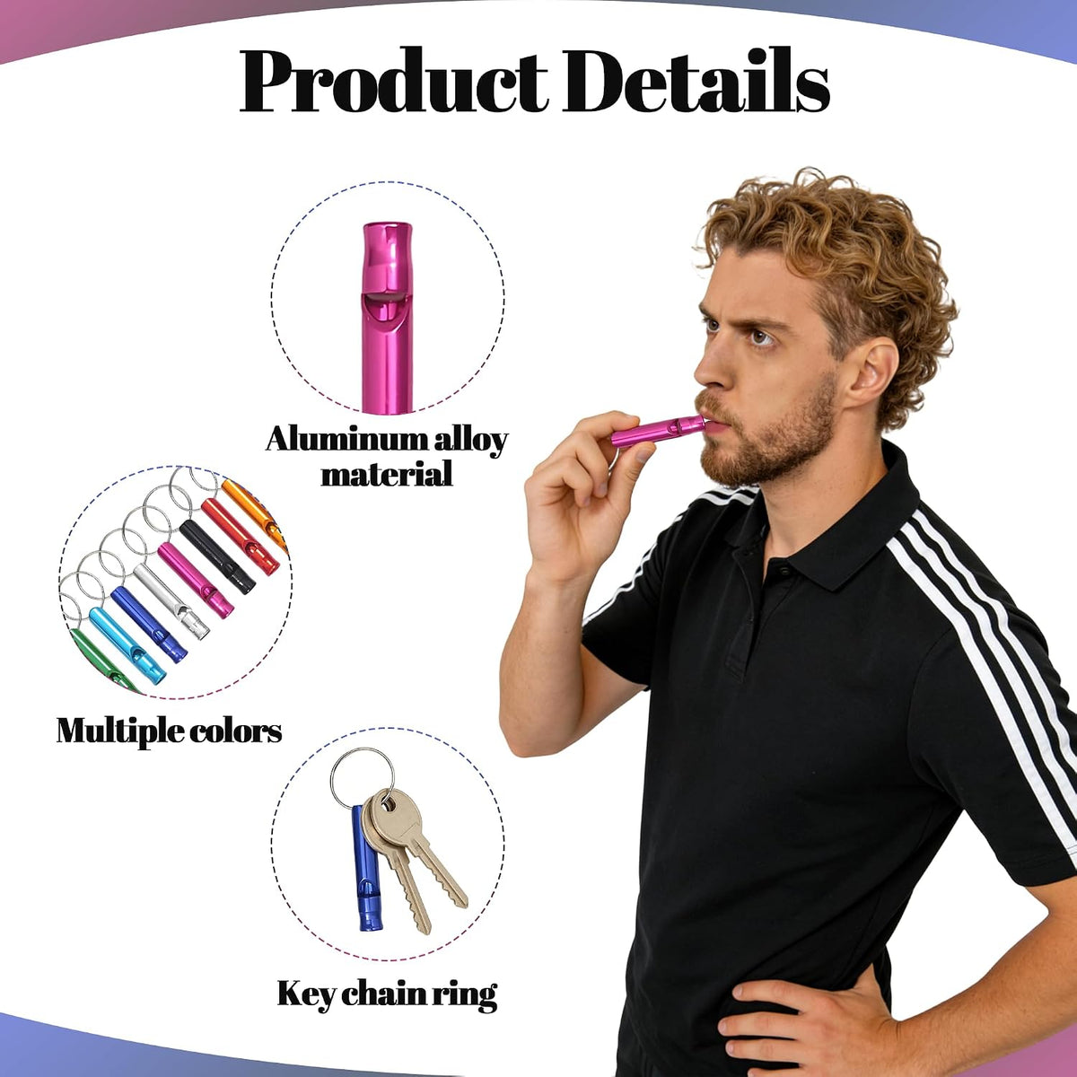 54 Pcs Emergency Whistle with Keychain, Aluminum Emergency Survival Whistle for Camping