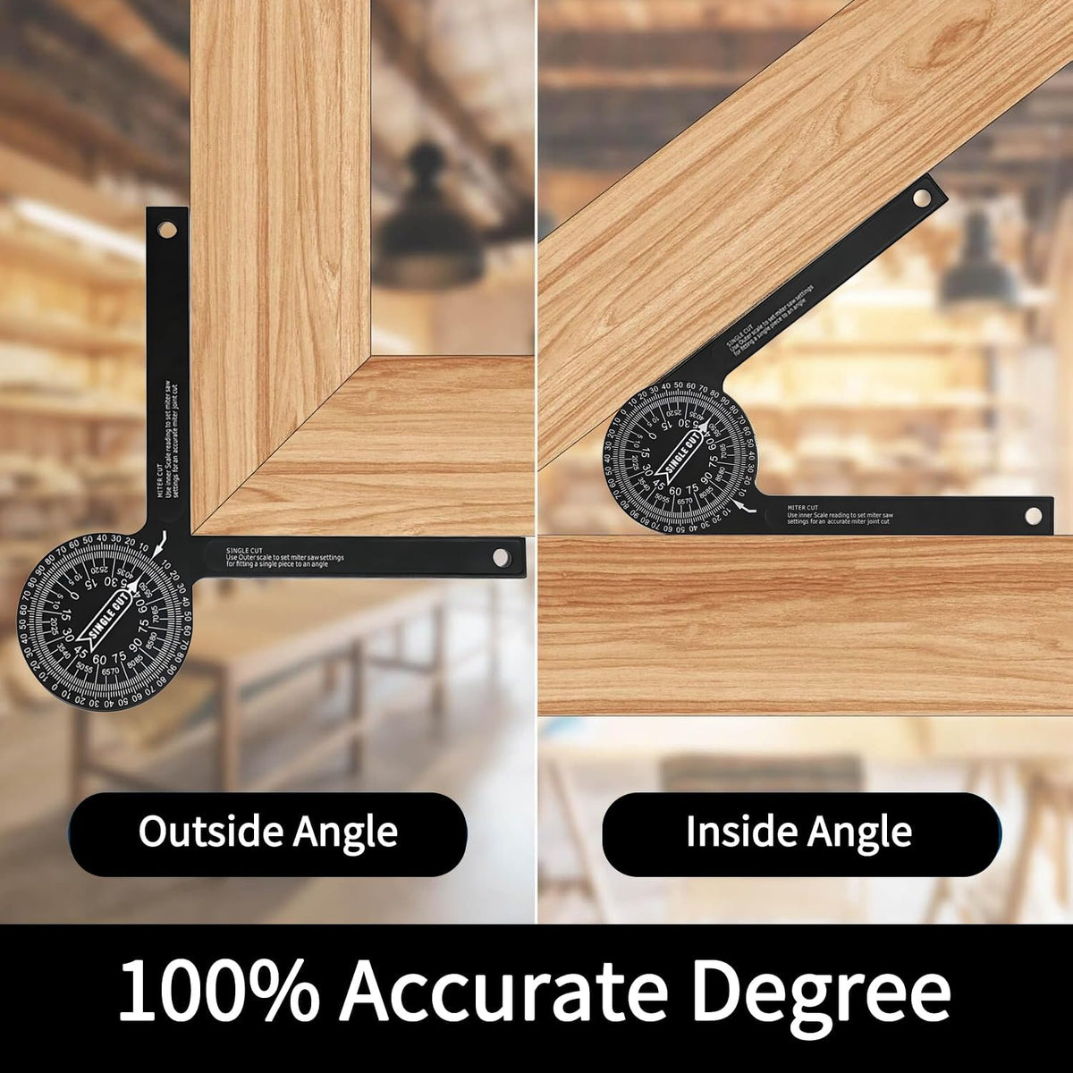 Aluminum Miter Saw Protractor，Angle Finder Tool，7-Inch Rust Proof