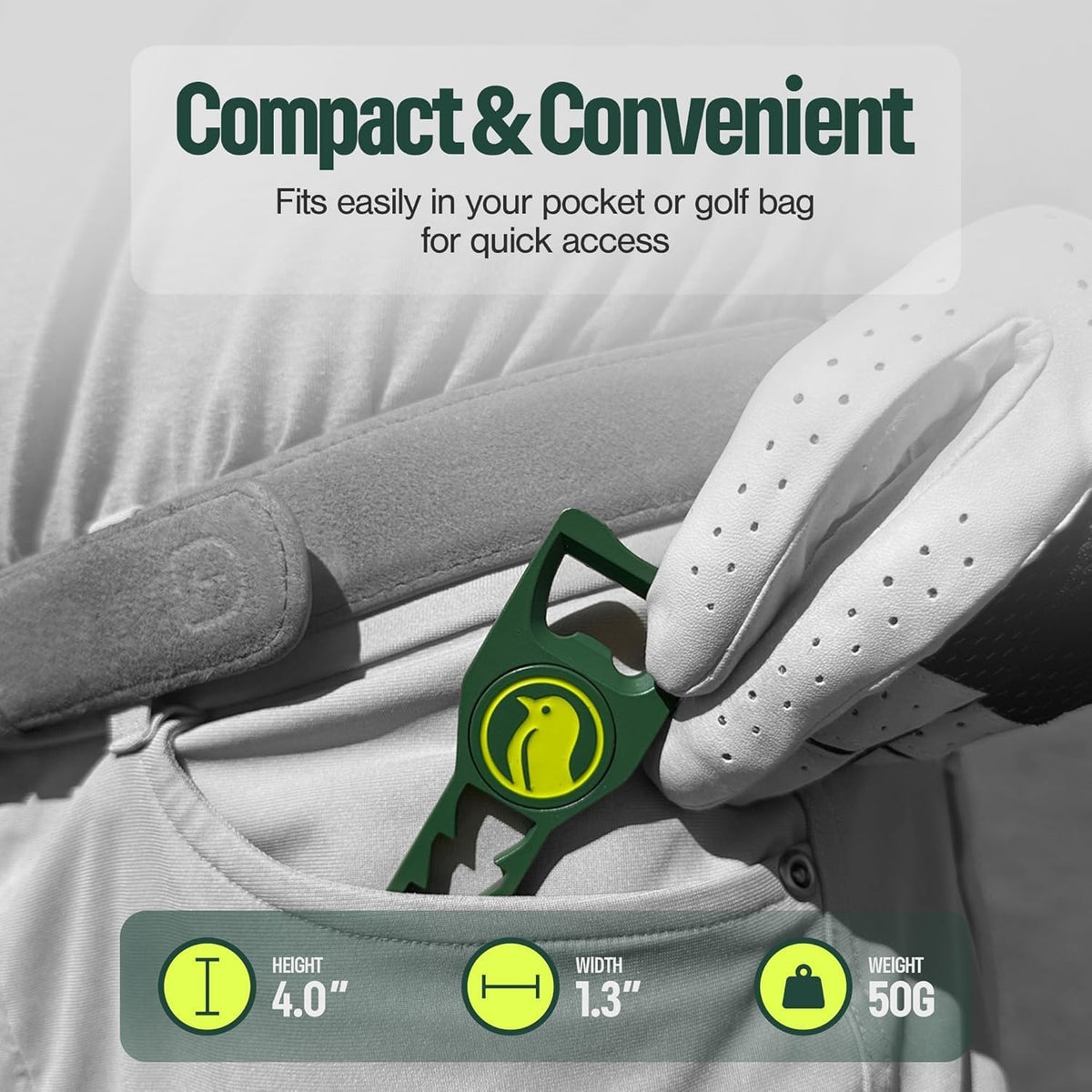 7-in-1 Metal Golf Divot Tool with Magnetic Ball Marker - Tee Height Setter, Bottle Opener