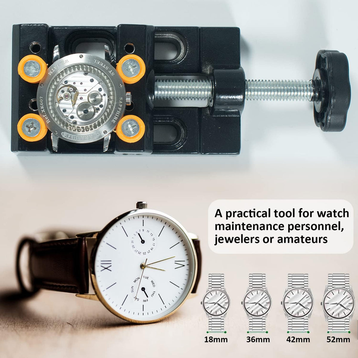 Adjustable Opener Back Watch Case Holder Tool & Watchmaker Tool,Metal & Plastic