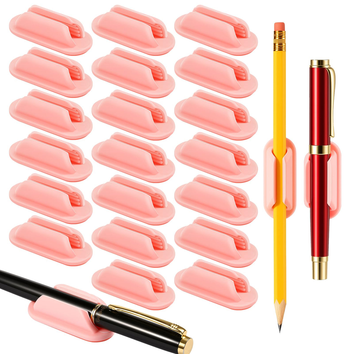 VZZNN 20 Pack Adhesive Pencil Holders for Desk Flexible Silicone Pen Holder Marker