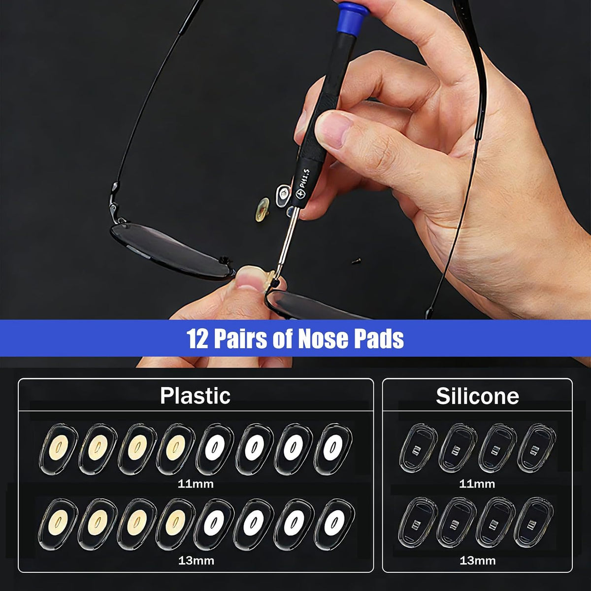 67 Piece Glasses Repair Kit with Screws,Magnetic Eyeglass Repair Tool Set with 16