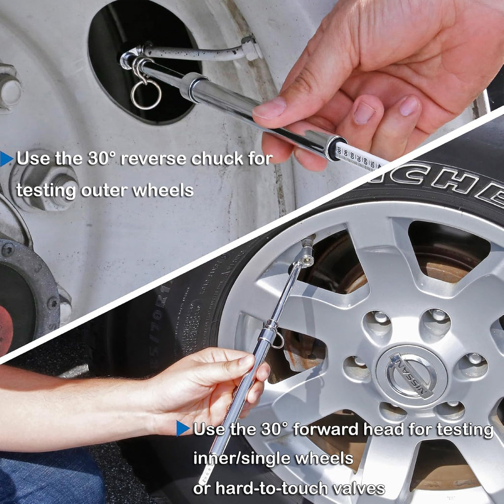 Tire Gauge for Semi Truck Straight-on Pencil Gauge with Tread Depth Gauge