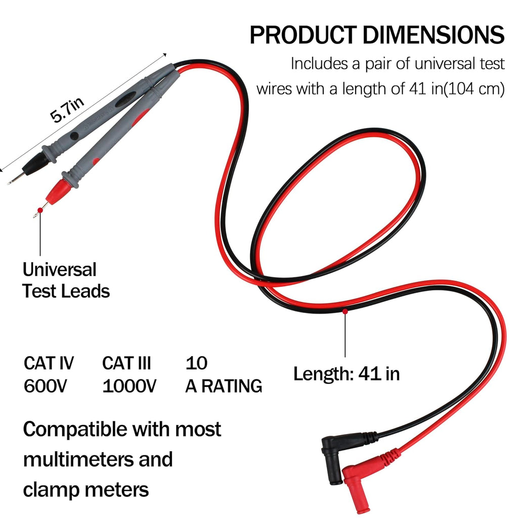69410 Hard Point Test Lead Set, Multimeter Test Leads 1000V 10A Ultra-Sharp Gold-Plated
