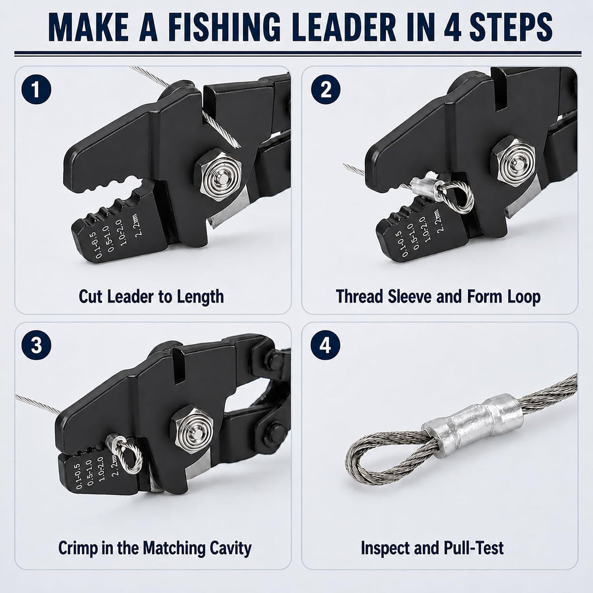 KF CPTEC Fishing Crimping Pliers, 0.1-2.2mm Wire Rope Swager with Cutter