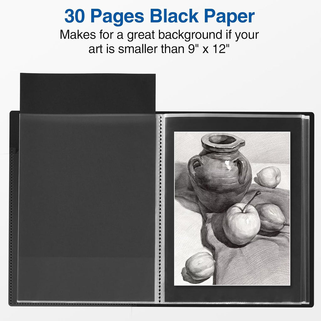 Sooez Binder with Plastic Sleeves 30-Pocket, Displays 60 Pages, 9x12Folders