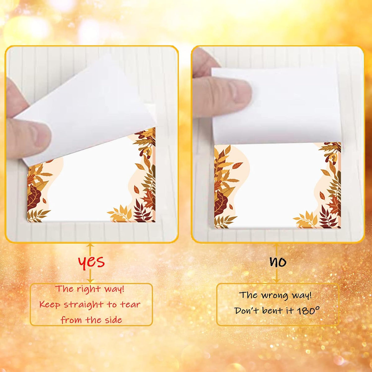 9 Pieces Fall Sticky Notes 3x3 Inch Cute Fall Pumpkin Maple Leaf Note Pads Adesive Memo