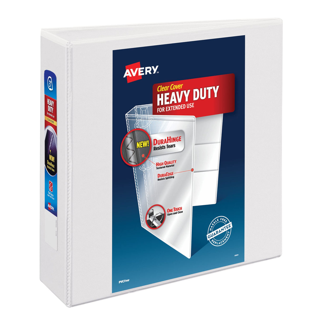 Avery Heavy-Duty View 3 Ring Binder, 3" One Touch Slant Rings, White