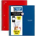 Five Star Spiral Notebook + Study App, 2 Pack, 1 Subject, College Ruled Paper, 100 Sheets