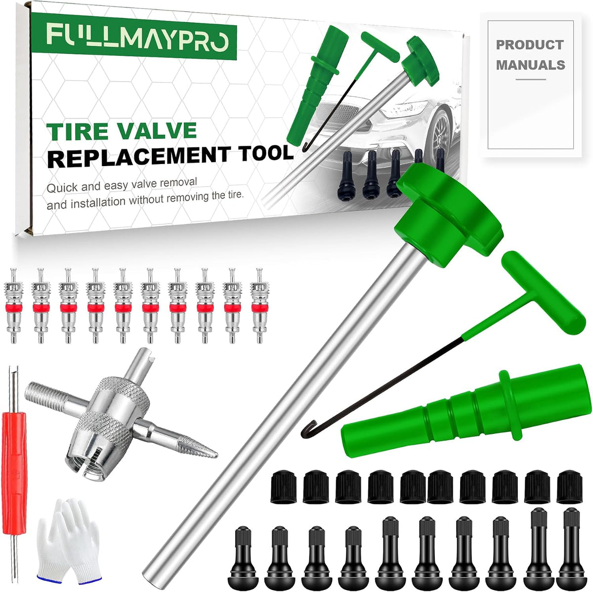 38PCS Tire Valve Stem Core Quickly Replacement Tool Kit