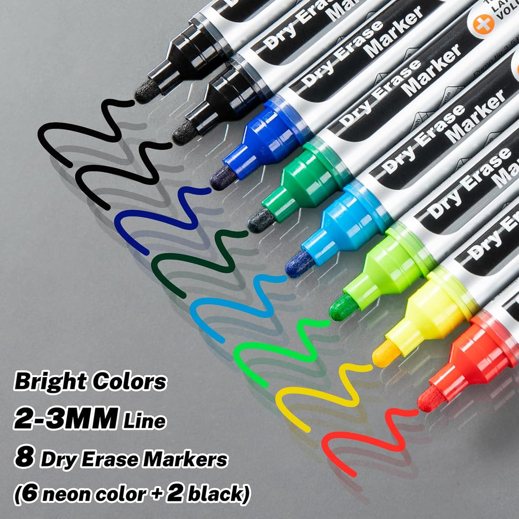 JOBONUS Glass Board Markers Erasable, Neon Dry Erase Markers for Whiteboard, Glass Board