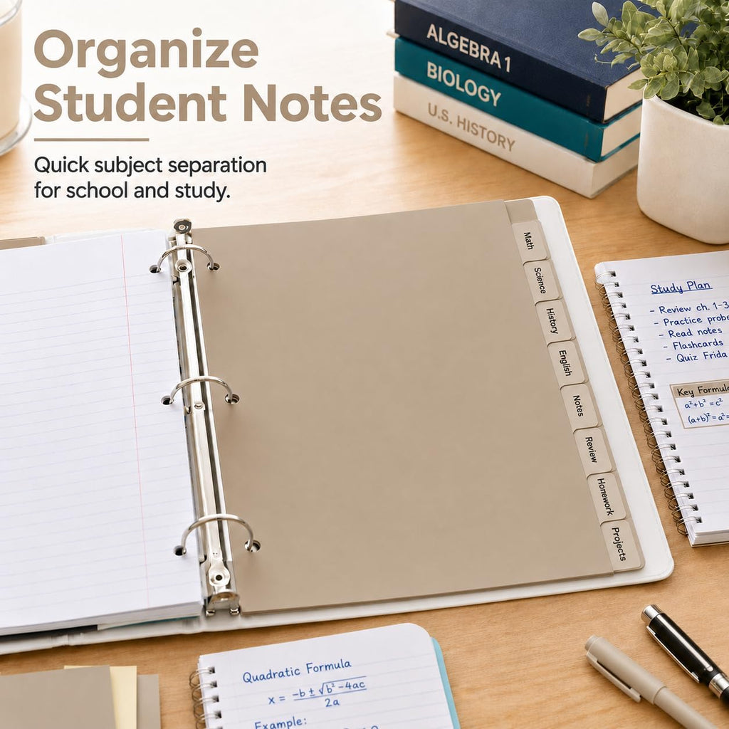 2 Set 8 Tab Brown Binder Dividers for 3 Ring Binder, Letter Size 8.5 x 11 Inch