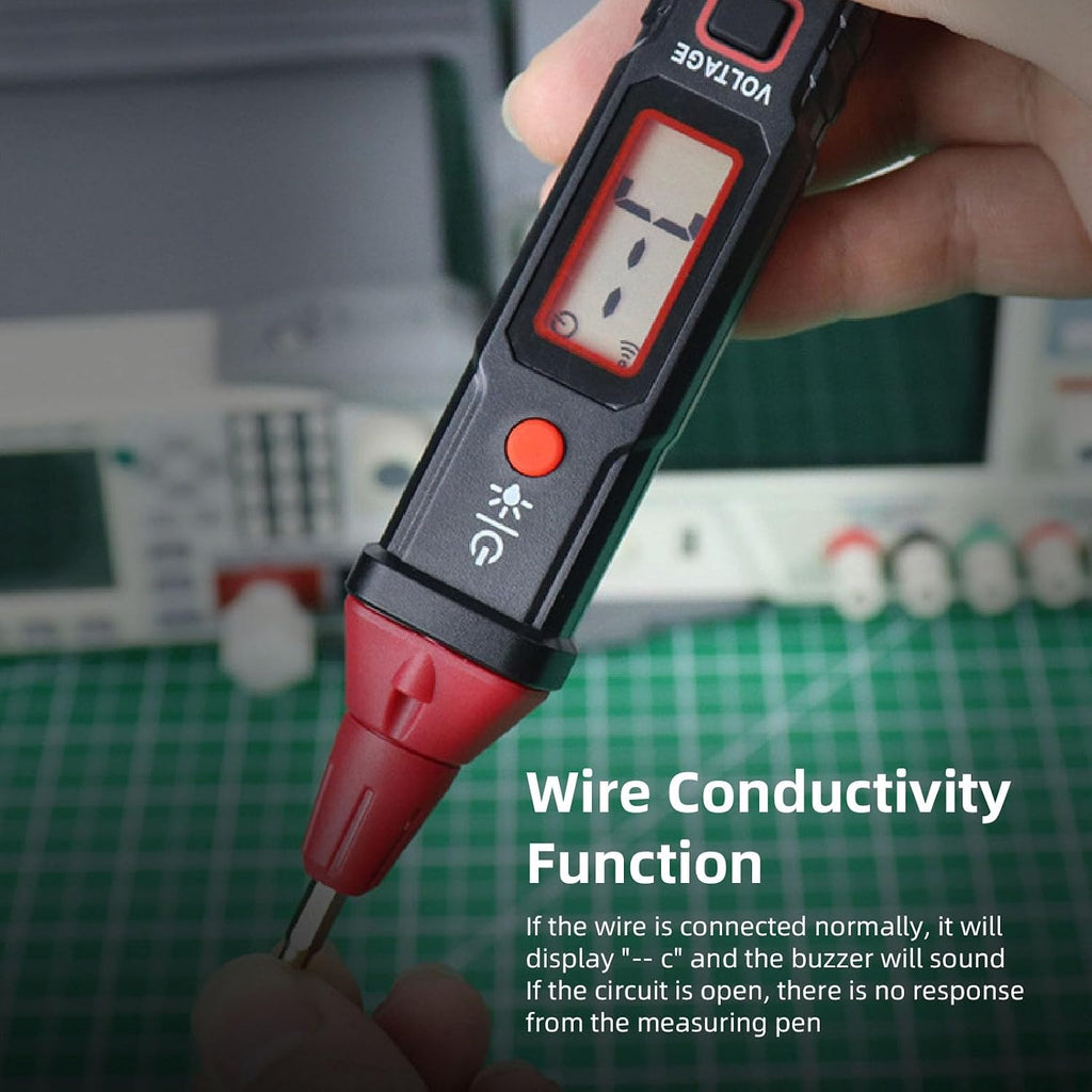 Voltage Tester Pen, Non Contact NCV Detector with LCD Flashlight Sound Light Alert 12V to