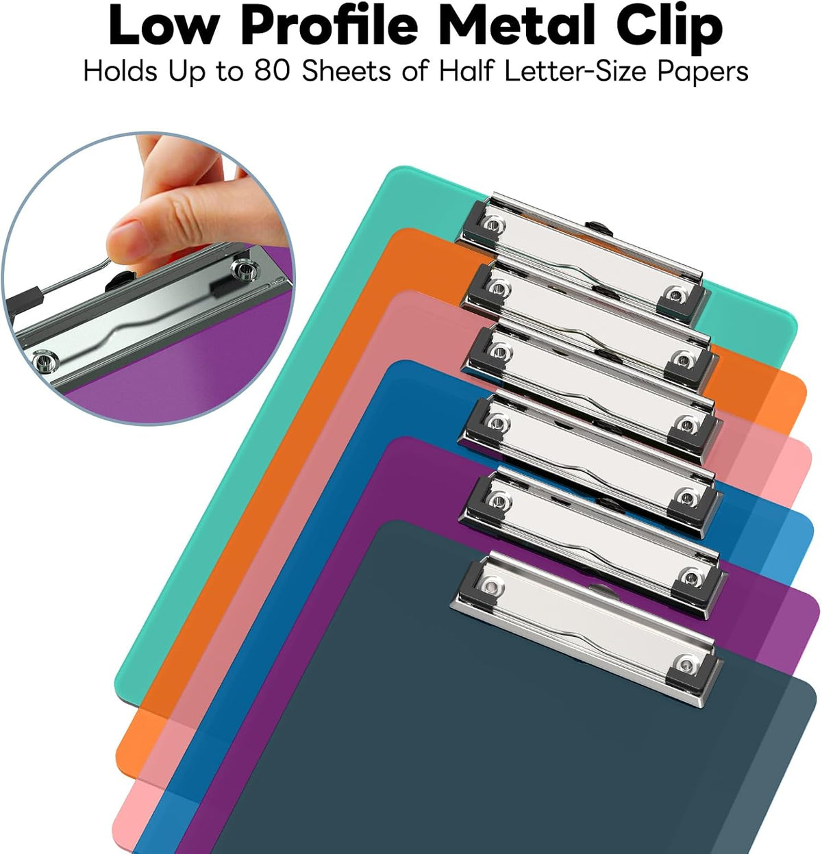 6 x 9 Small Clipboard Set of 6, A5 Colored Plastic Clip Boards