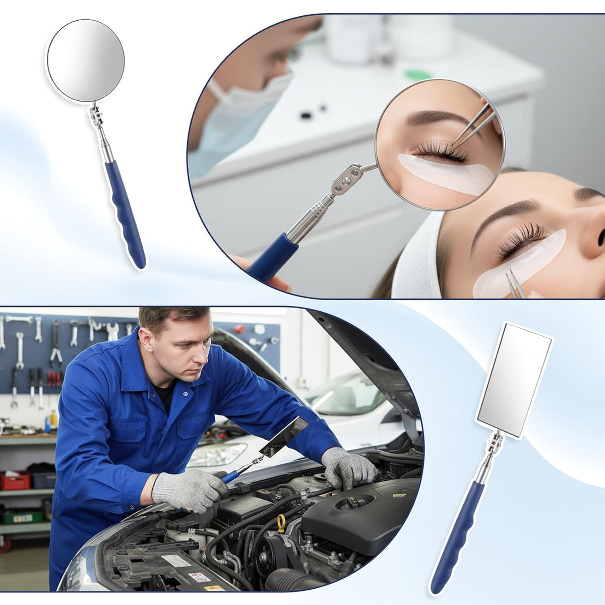 5 Pcs Telescoping Inspection Mirror Set, Flexible Inspection Mirror Tool