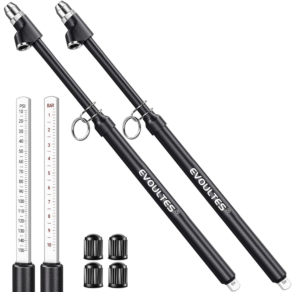 2 PCS Heavy Duty Tire Pressure Gauge, Straight-On Dual Head