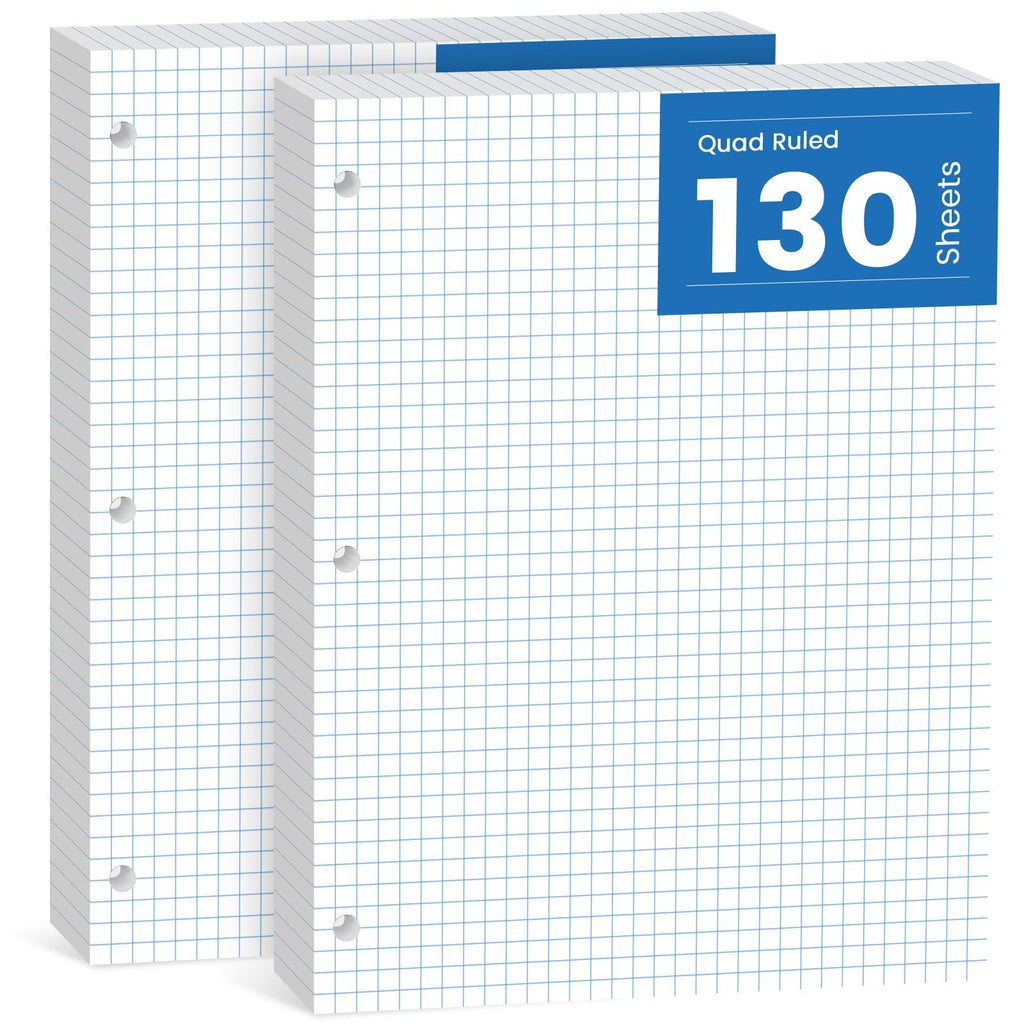 520 Sheets Graph Paper Loose Leaf 8 x 10.5, 4x4 Graph Ruled Filler Paper