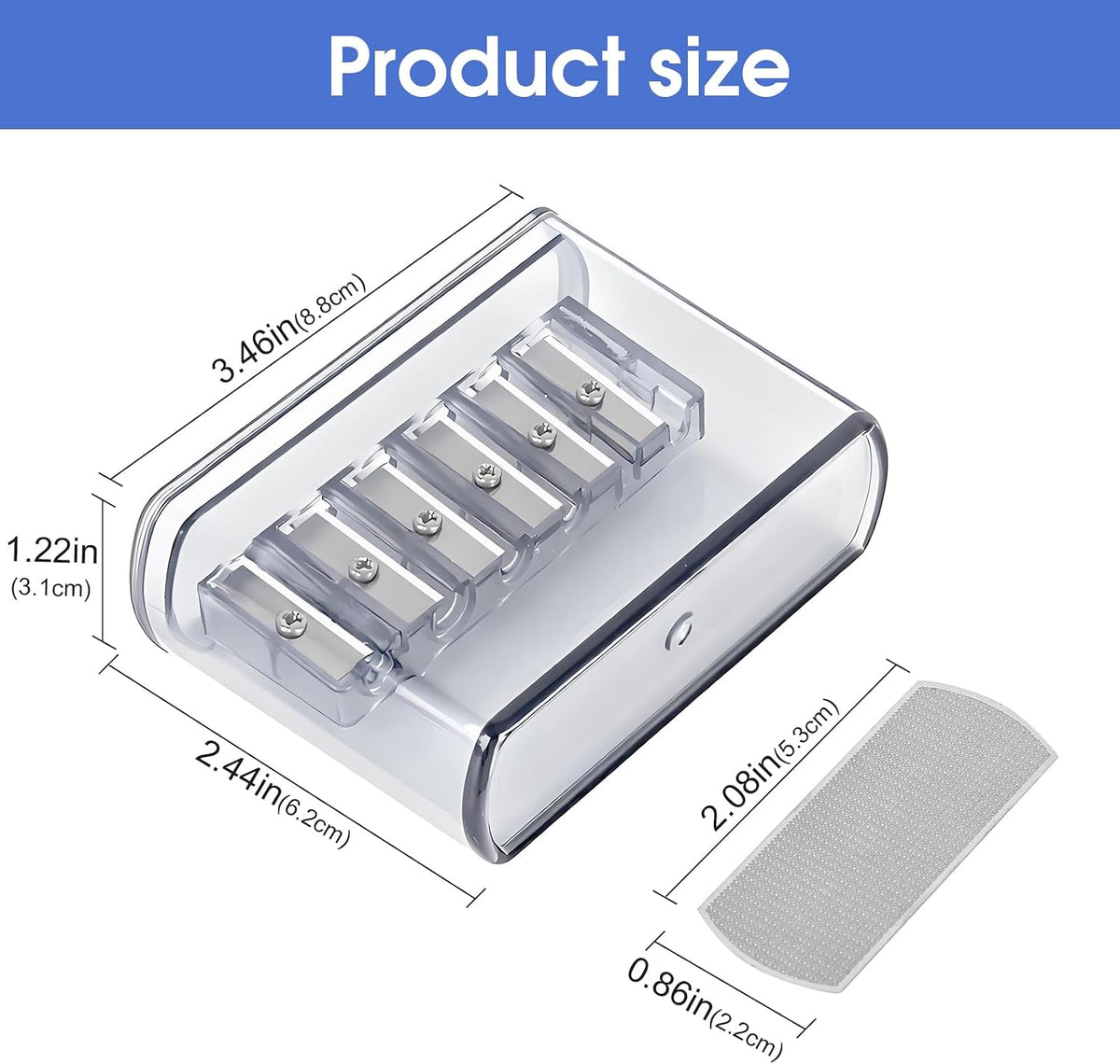 6-Hole Long Point Manual Pencil Sharpener for Artists, Sketching, Drawing