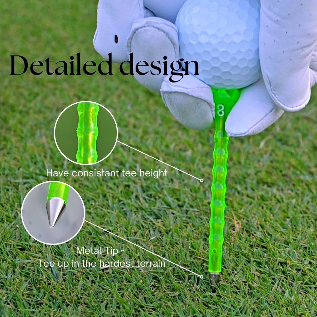 AIRGLO Forever Tee Premium Metal Unbreakable Golf Tees (2 Pack), Extended Metal Tip