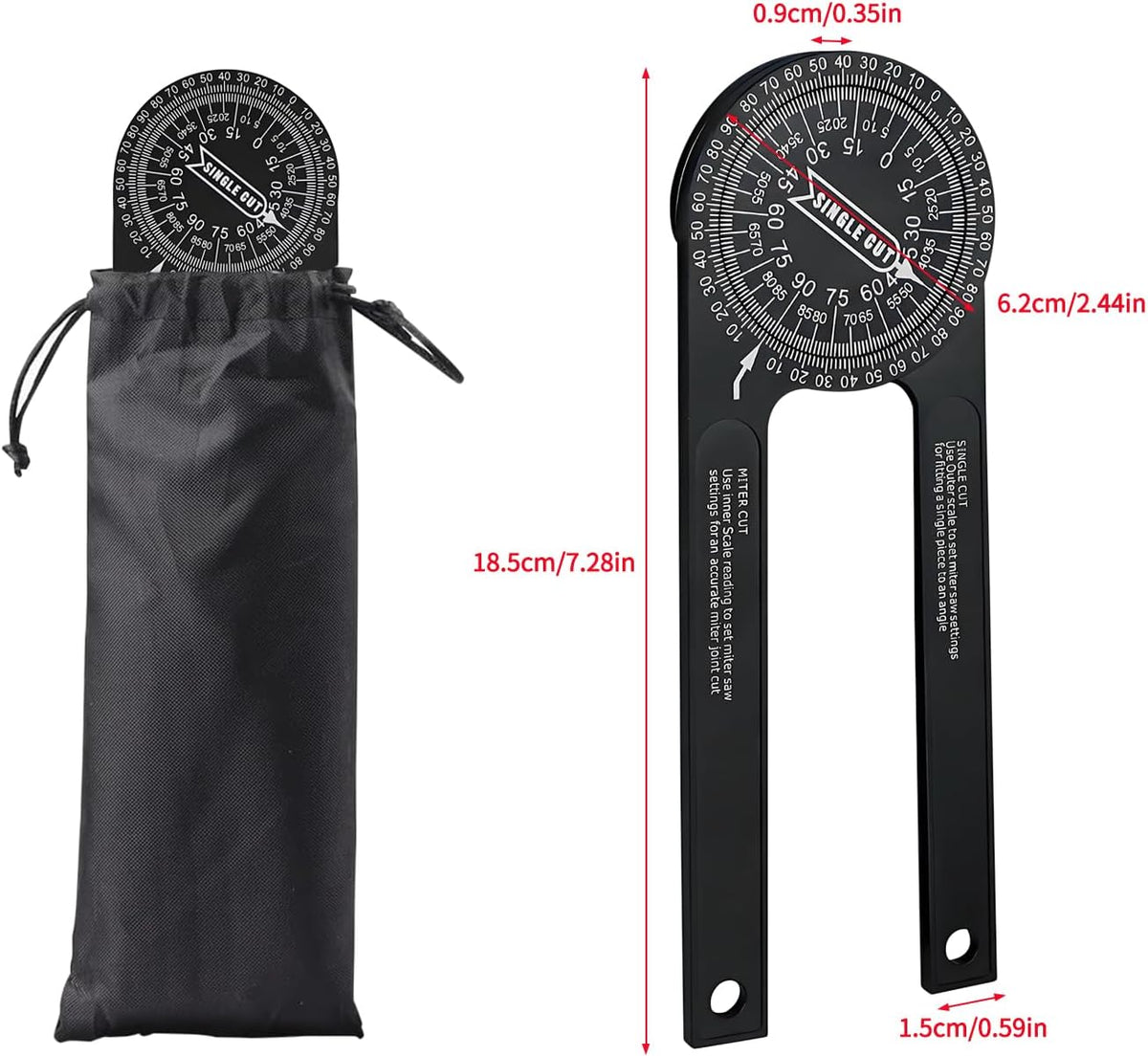 Aluminum Miter Saw Protractor，Angle Finder Tool，7-Inch Rust Proof