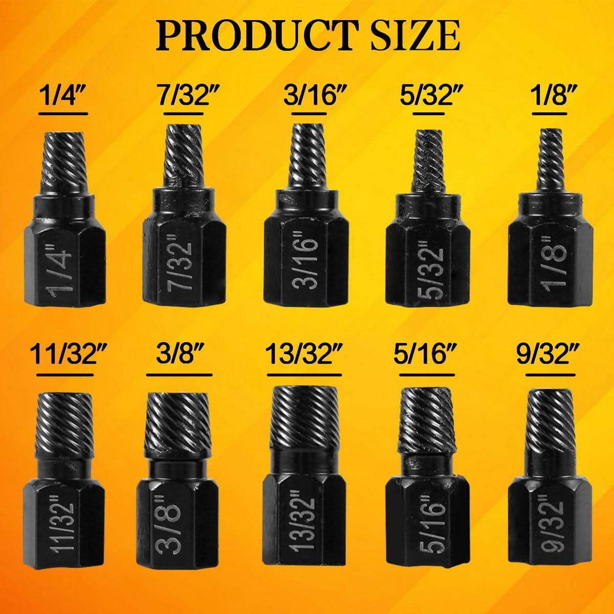 10 Pcs Screw Extractor Set, Hex Head Easy Out Bolt Extractor Set