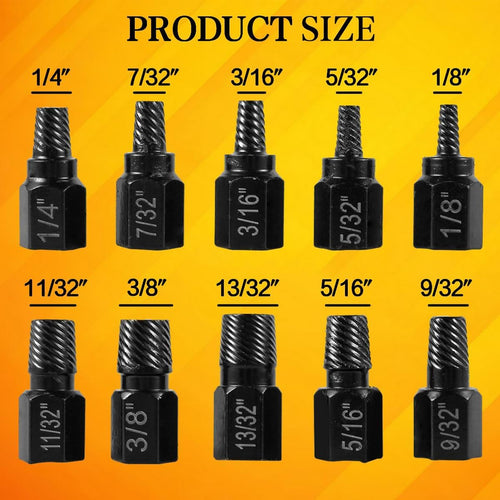 10 Pcs Screw Extractor Set, Hex Head Easy Out Bolt Extractor Set