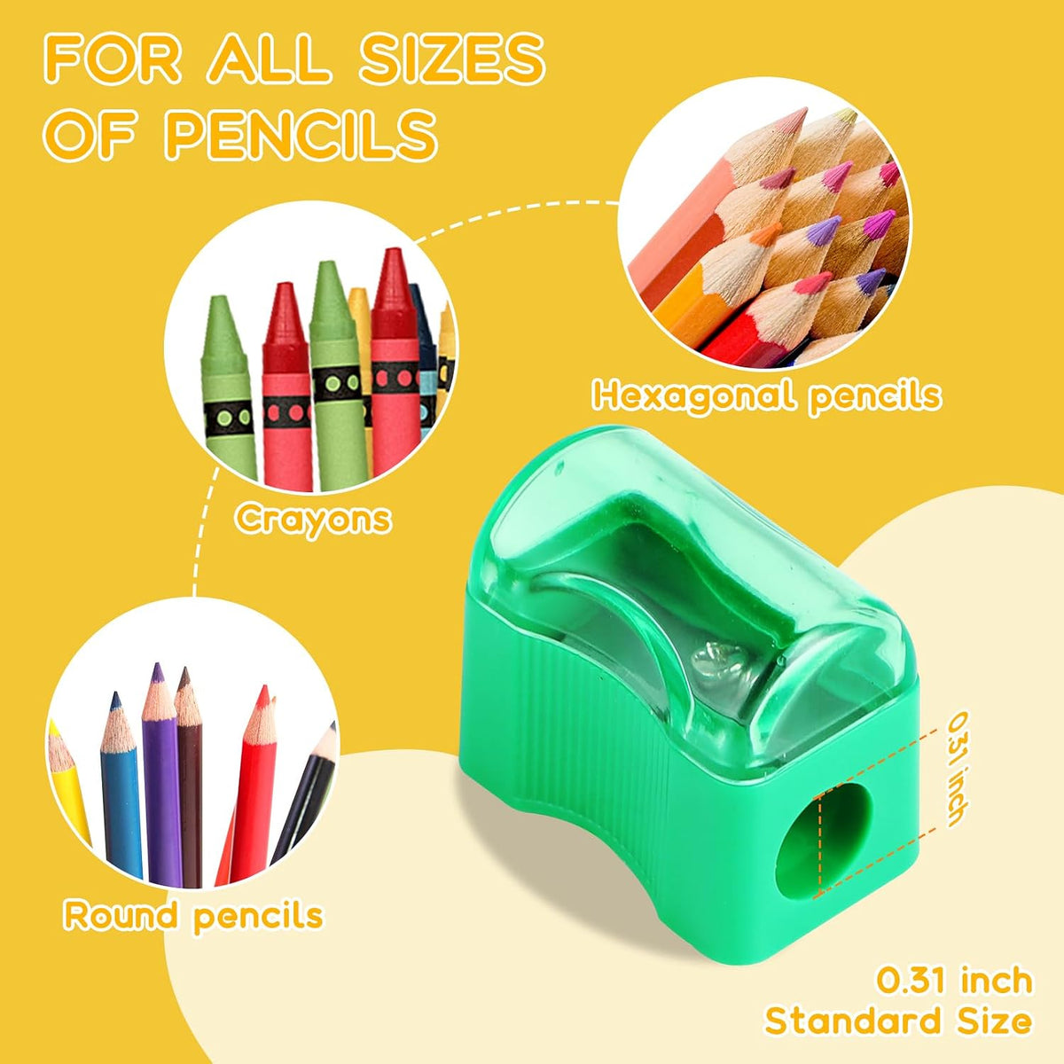 Adorox 72 Count - Plastic Handheld Pencil Sharpener for Classroom, School, Office