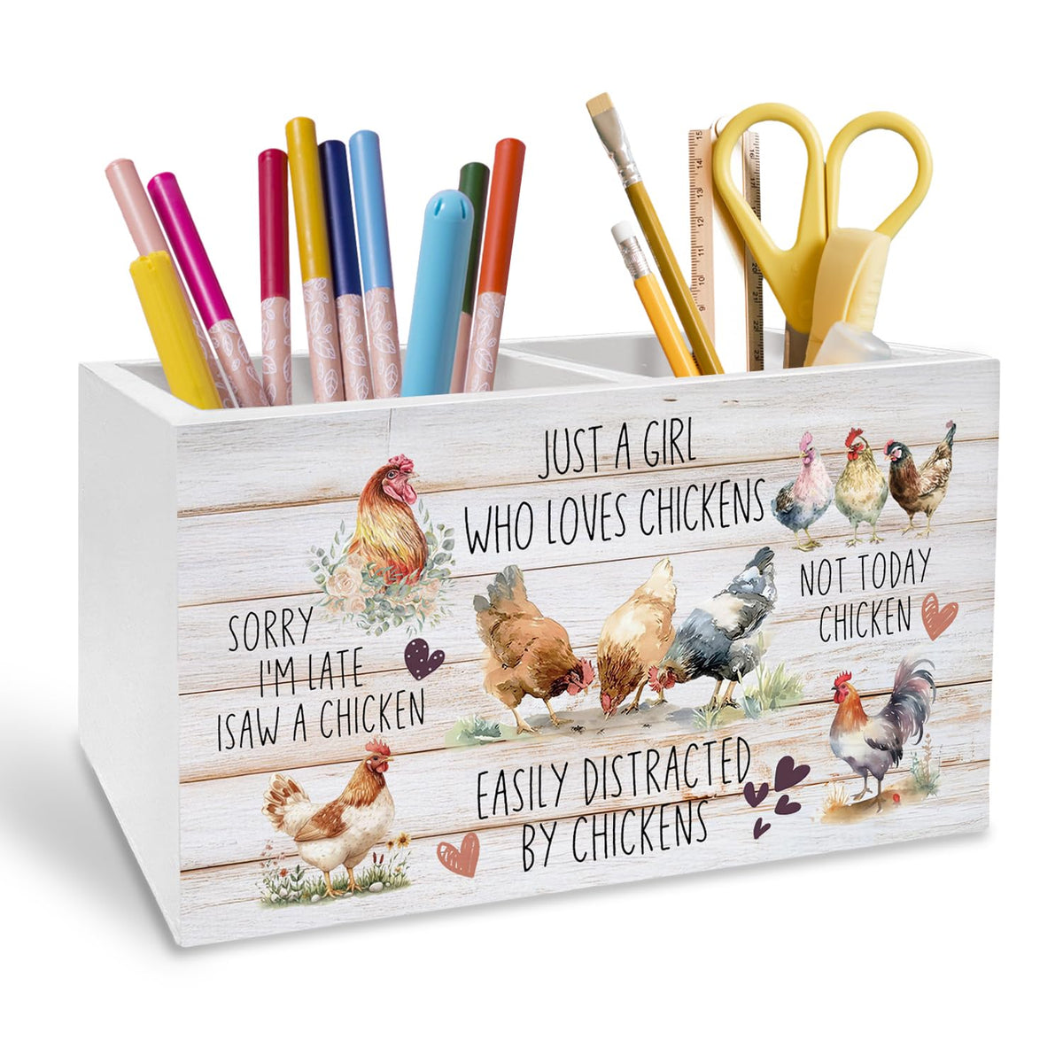 Highland Cow Pen Holder for Desk, Funny Easily Distracted by Cows Pencil Organizer