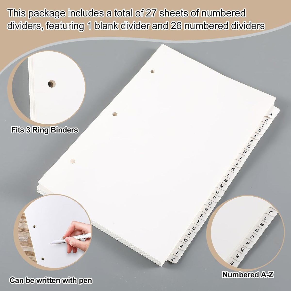 Sayglossy A - Z Tab Alphabet Dividers 3 Ring Binder Organizer