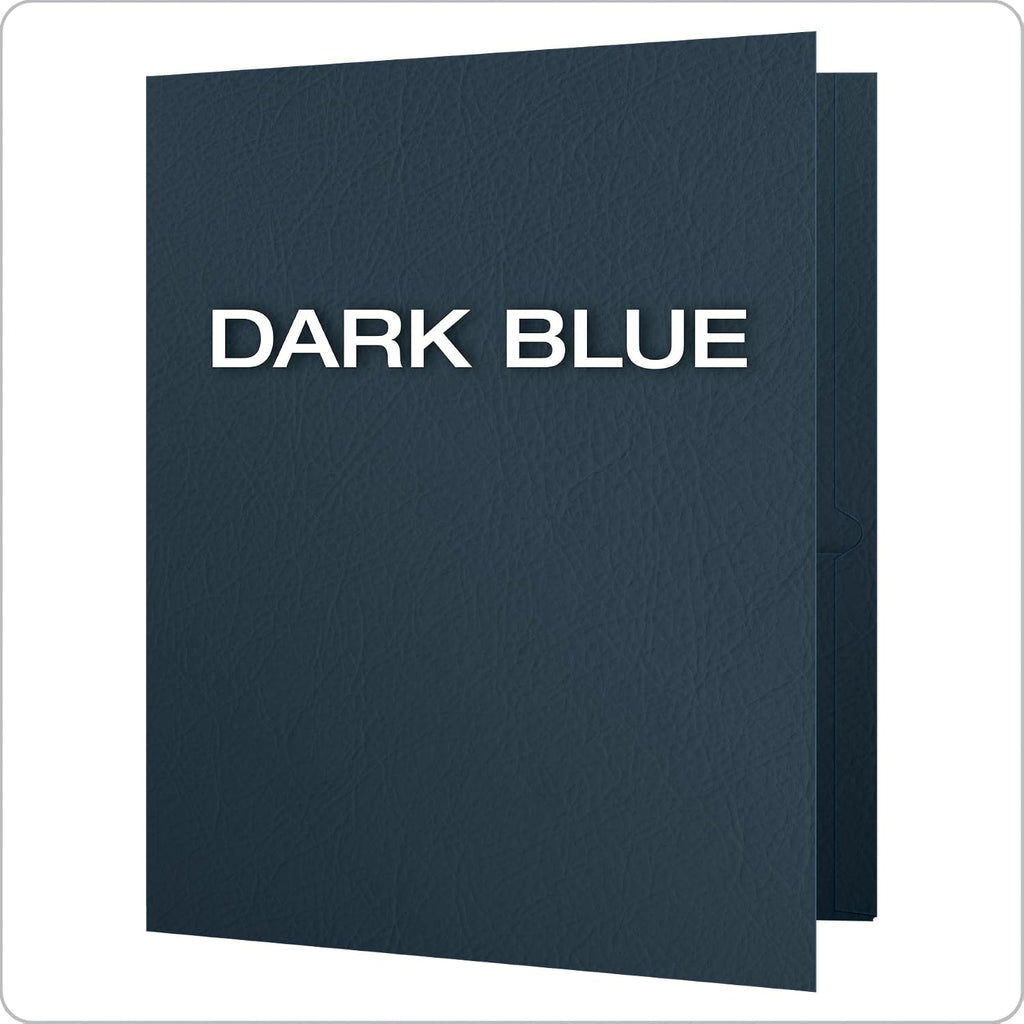Oxford Twin-Pocket Folders, Textured Paper, Letter Size, Dark Blue, Holds 100 Sheets