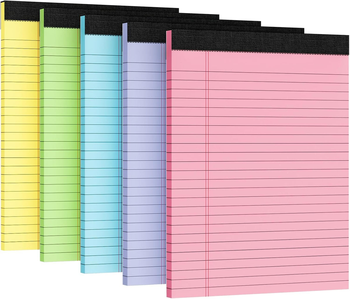 5pcs Legal Pads 8.5 x 11, Color Notepads 8.5 x 11 In, Perforate Wide Ruled