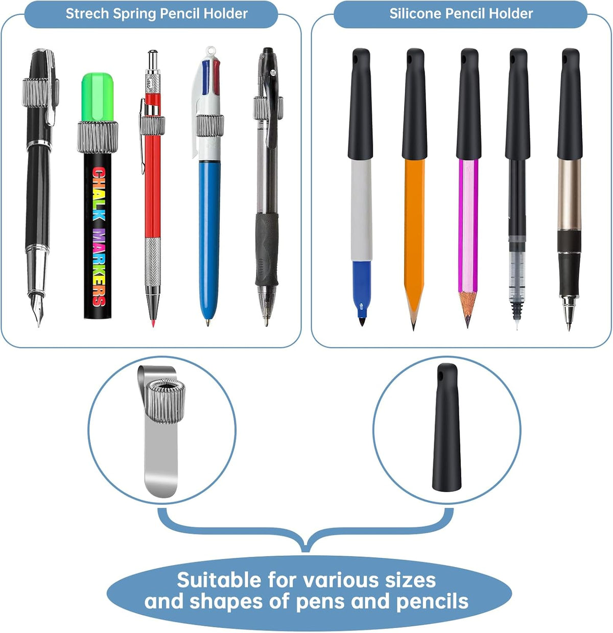 4 Pack 35 in Steel Wire Heavy Duty Retractable Pen and Pencil Holder
