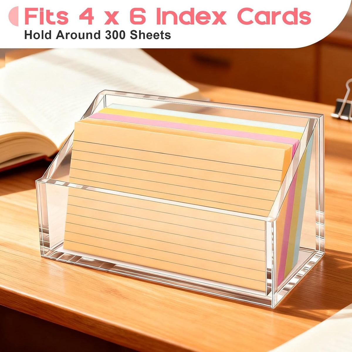 4x6 Index Card Holder, Clear Acrylic 4x6 Index Card Organizer -1 Pack (No Card)
