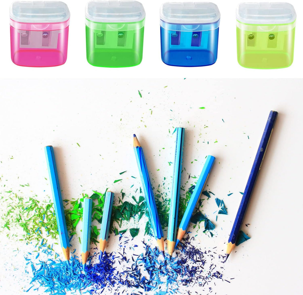 48 Pcs Manual Pencil Sharpeners with Lid, for School,Office and Home