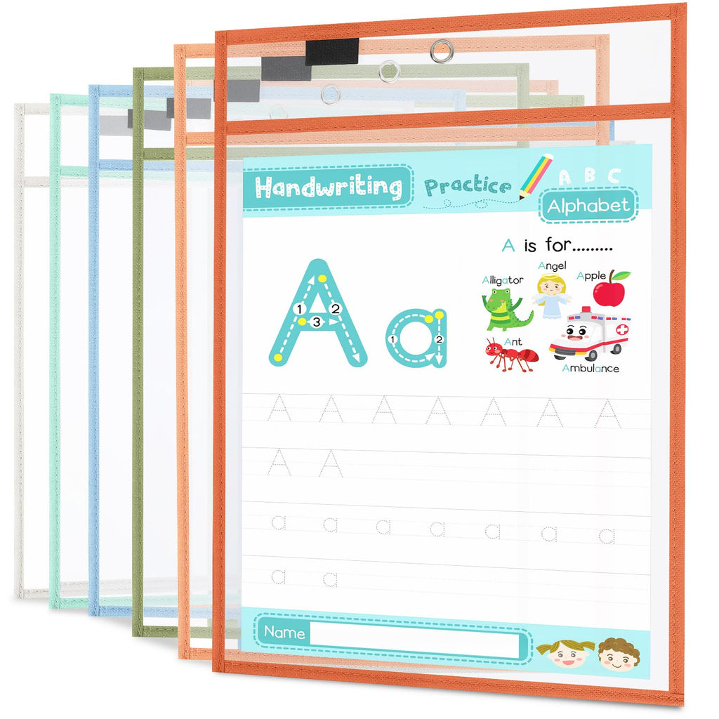 gisgfim 12 Pack Reusable Dry Erase Pocket Sleeves 8.5x11 Inch Boho