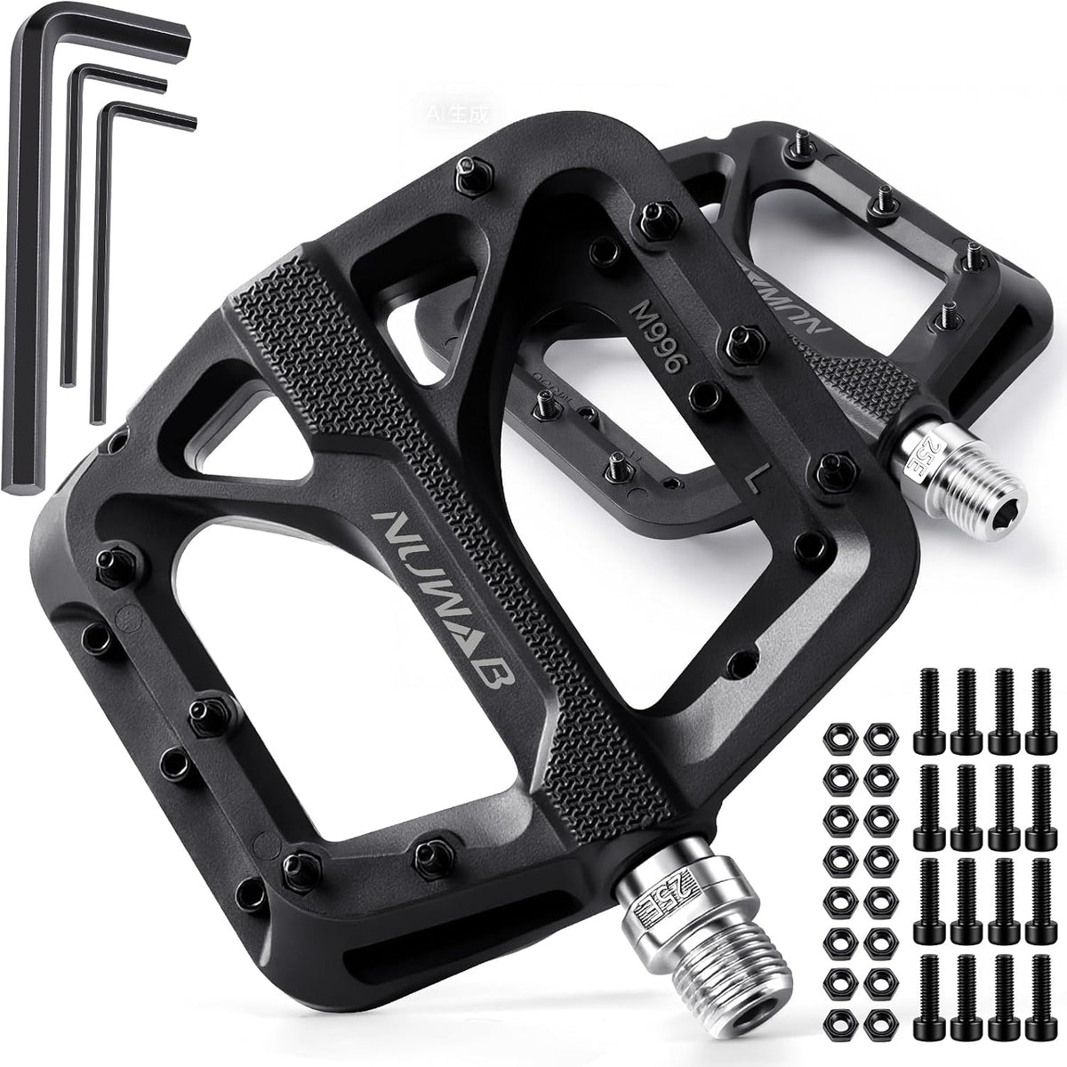 NUWAB Anti-Slip Bike Pedals, Lightweight and Wide Platform Flat Pedals