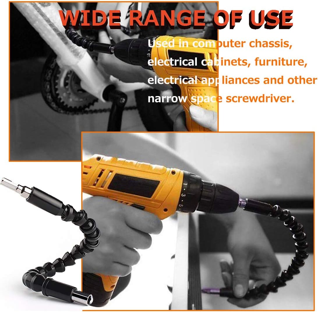 2 Pack Flexible Drill Bit Extension with 10 Drill Bit Sets