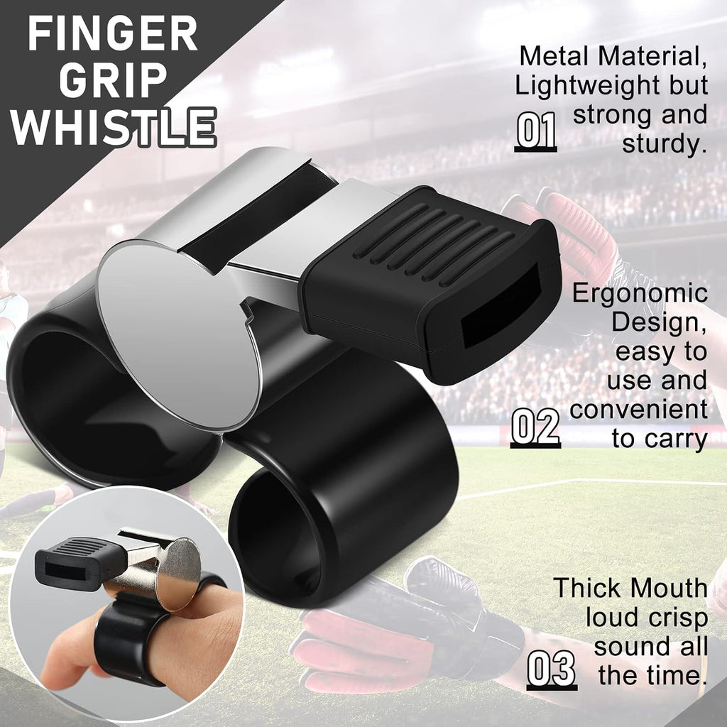 Kathfly 2 Pcs Hockey Referee Whistle Finger Grip, Metallic Loud Sports