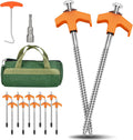 10 Pack 8 Inch Tent Stakes Heavy Duty, Screw in Tent Stakes with Storage Bag and Hex Head