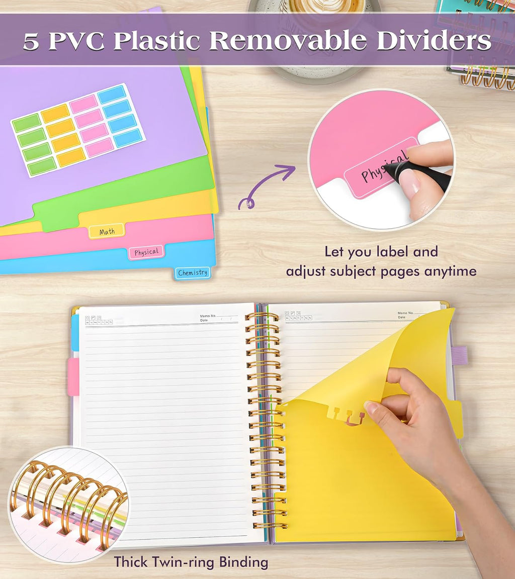 Spiral Notebook Journal with Removable Dividers Tabs