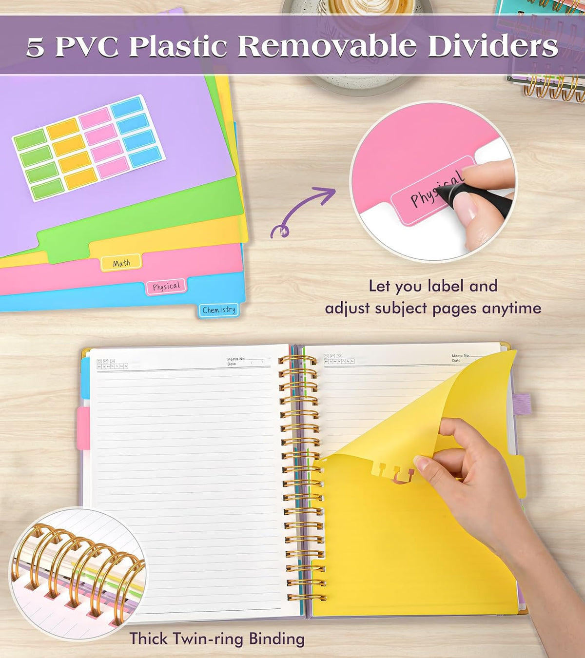 Spiral Notebook Journal with Removable Dividers Tabs
