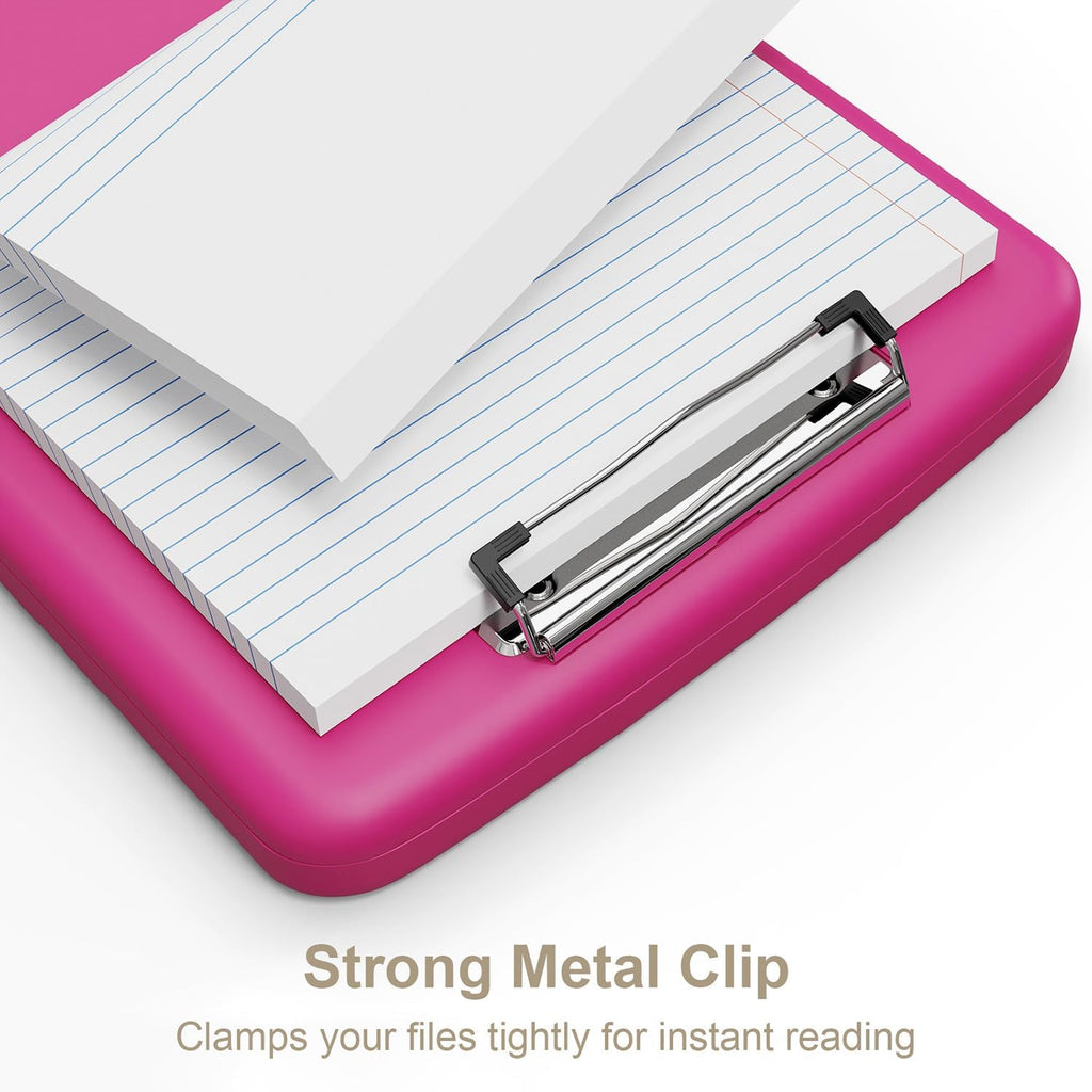Piasoenc Clipboard with Storage, 8.5 x 11 Clip Board with Pen Holder, Red
