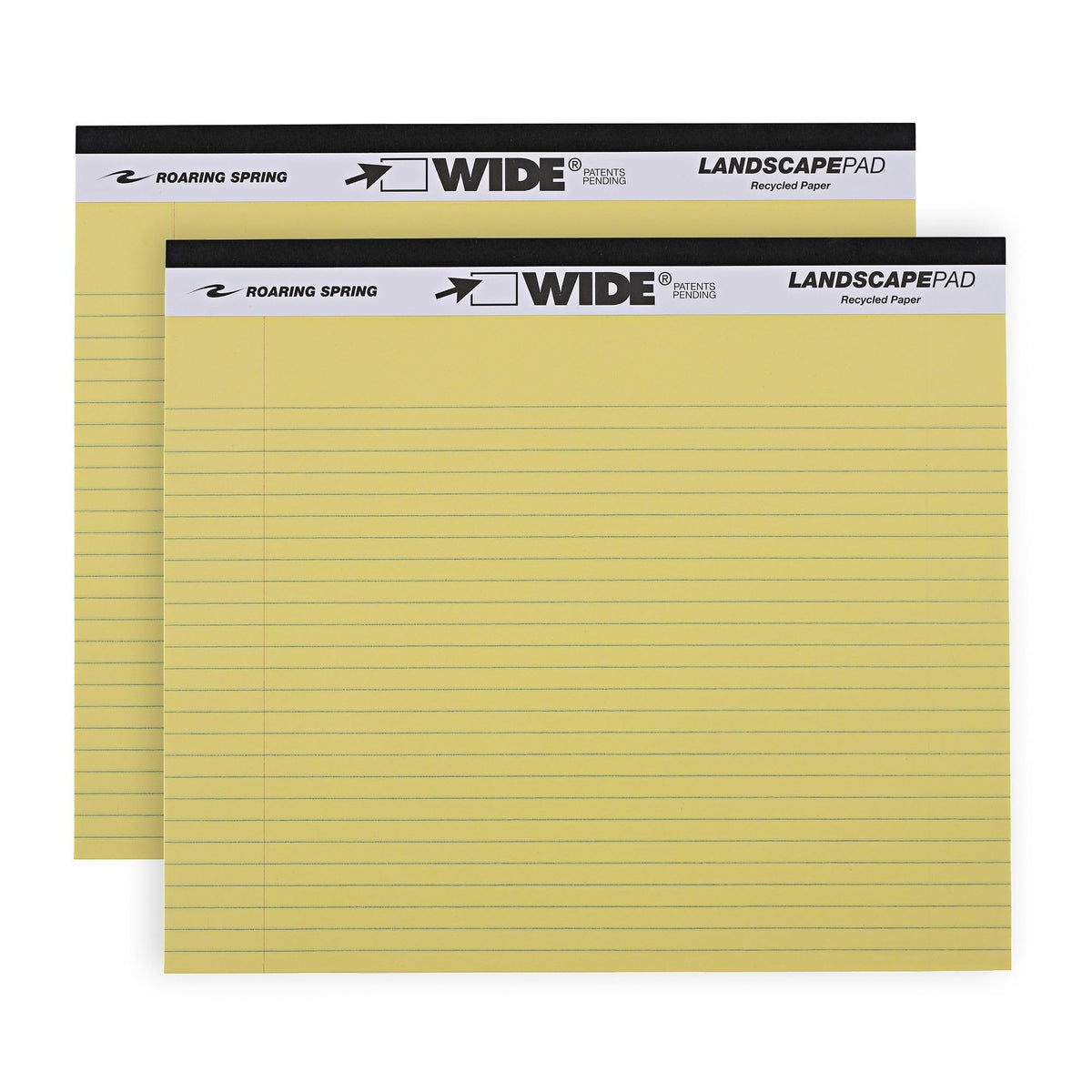 ROARING SPRING Wide Landscape Legal Pad, Canary Yellow, 2 Pads, 11" x 9.5"