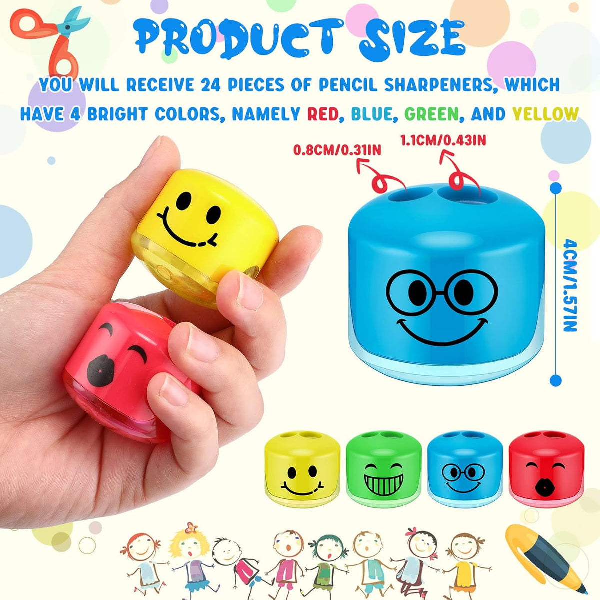Crtiin 24 Pcs Back to School Pencil Sharpeners for Kids